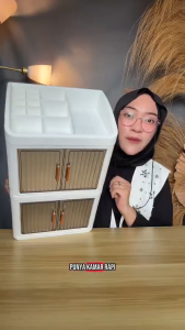 Sliding Door Desktop Cosmetic Storage Dustproof Large Capacity Skincare & Makeup Organizer Box