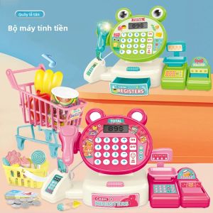 Điện Mô Phỏng Siêu Thị Máy Tính Tiền Đồ Chơi Cho Trẻ Em Hoạt Hình Ếch Động Vật Xe Đẩy Hàng Nhà Chơi Quà Tặng Cho Độ Tuổi 3-12