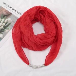 Khăn Choàng Cổ Nữ Thời Trang Màu Trơn Xếp Ly Có Khóa Từ Hình Ba Lê Đa Năng Giữ Ấm Cổ Mùa Thu Xuân Mùa Hè Hình Chữ Nhật