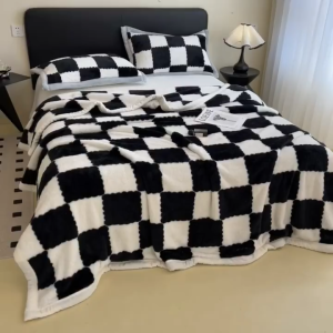 Arctic Fleece Blanket Checkerboard Double Sided Blanket High Quality Soft Blanket Fashion Style