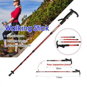 Trekking Poles Sticks 4-section Adjustable Carbon Fiber Anti-Shock Nature Hike Walking Stick with Non-slip Handle Ultra light outdoor 【50-110cm】