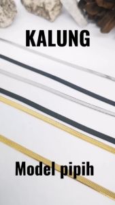 Kalung Titanium Gold Pipih 45/60CM Pria dan Wanita Anti Karat Selamanya