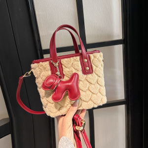 Fashionable Versatile Plush Shoulder Bag Handbag Crossbody Bag High Aesthetic Value Small Bucket Bag for Young Women