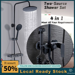 Shower Set with Faucet 4 In 1 Round Shower Set 304 Stainless Steel Hot and Cold Water Faucet Shower Shower Head Bathroom Shower with Bidet