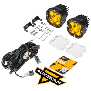 LED Work Lights 3 Inch 80W Pod Lights （Amber Spot Light+White Spot Cover）with DT Wiring Harness（2 Leads）