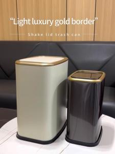 ถังขยะ8L/15L สี่เหลี่ยมตะกร้าขยะพื้นผิวฝาพับแบบแนวนอนฝาปิดสูงเหมาะสำหรับห้องน้ำห้องน้ำห้องนอนและห้องนั่งเล่น