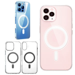 เคสแม่เหล็กใสเคสใสสามารถใส่ได้กับ IPhone Magsafe 16 Pro Max Plus ที่ชาร์จแบตแบบไร้สายฝาหลัง