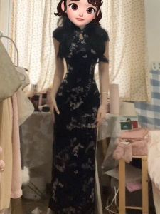 Váy Dài Cạp Cao Họa Tiết Hoa Phong Cách Mới Trung Quốc Cho Nữ Mùa Hè Gợi Cảm Cổ Điển Váy Bó Sát Cỡ Lớn