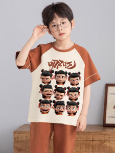 SHAPRA | Cotton Cartoon Nezha Boy Summer Pajamas Suit