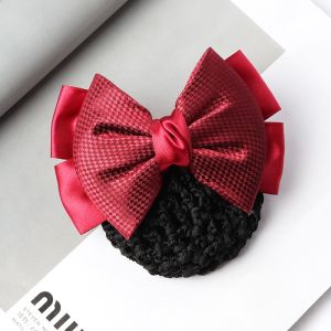 Korean Style Headwear Net Pocket Nurse Air Stewardess Bank Hotel Work Professional Diamond Hair Clip Hair Accessories