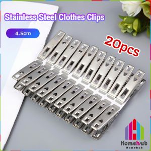 Homehub 20Pcs Clothes Clips Stainless Steel Metal Sealing Clip Socks Clothing Pegs for School Office