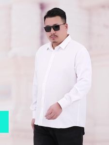 ZATUWOF | Large Size Mens Business Casual Shirt Long Sleeve White
