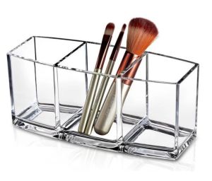 Transparent Acrylic Makeup Brush Bucket Makeup Brush Can Cosmetic Desktop Storage Box Eyebrow Pencil Lip Gloss Finishing Box