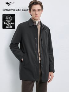 SEPTWOLVES | Áo Khoác Dài Trench Coat Doanh Nhân Cổ Ve Lông Cừu Cao Cấp Mid-Length