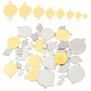 10pcs/lot Round Stainless Steel Blank Pendant Double Hole Connectors Charms For Jewelry Making DIY Necklace Bracelet Accessories