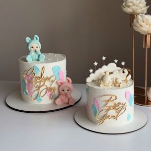 Acrylic Side Cake Decor for Baby Shower Boy or Girl Oh Baby Gender Reveal Party Supplies Birthday Celebration Cake Topper