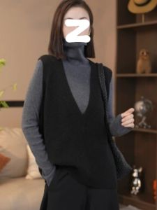 Slimming Solid Color Knitted Vest Womens plus Size Fashionable Retro Style Autumn New Arrival Simple Design Comfortable Fit Top