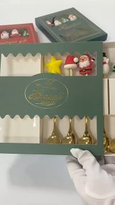 Jin.Lucky ชุดช้อนส้อมสีทอง ของขวัญปีใหม่  เซ็ต 4 ชิ้น พร้อมกล่อง  งานกล่องหรู