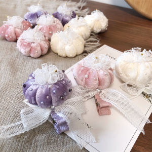 น่ารัก 3d Velvet งานปัก ฟักทอง กิ๊บติดผม อุปกรณ์เสริมฮาโลวีนสําหรับเด็กผู้หญิงเทศกาลเครื่องแต่งกาย เด็กทารก ถ่ายภาพ Headwear