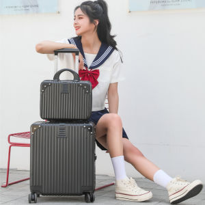 Ultra-Light Travel Suitcase for Women 18 Inch Check-In Bag with Password Lock And Pull Rod Fashionable ABS+PC Material