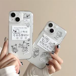 Cartoon Kitty Cat And Pachat Dog Space Theme Silicone Phone Case for Apple Iphone 15 14 pro Max 13 Mini New Model Clear Soft 8 plus Couple Men Women X