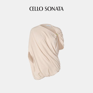 Cello Sonata | Sleeveless Asymmetrical Tencel Bead Knit Cape Top