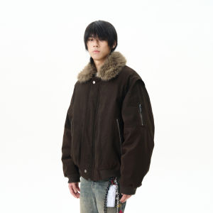 WLNEXT | American Style Fur Collar Designer Quilted Jacket