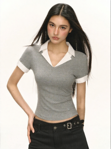 Ariseism | Áo Thun Slim Collar Hai Mảnh Thiết Kế Retro Mùa Hè