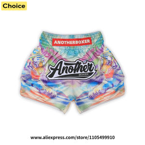 Mens Womens Muay Thai Boxing Shorts Colorful Graffiti Tiger Printed Elastic Waist Shorts for MMA Kickboxing Gym Combat Training