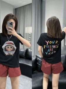 Summer Fashionable Printed Short Sleeve Womens Two-Piece Set Cotton round Neck T-Shirt Shorts Ensemble Age-Defying Trendy