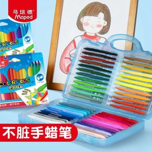Maped Non-Messy Hand Plastic Crayons Childrens Oil Pastels 24 Colors Kindergarten Triangle Crayons 36 Colors Washable Baby Coloring Drawing Pen Vibrant Colors 48 Colors Painting Pen