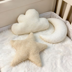Newborn Photography Props Soft Flannel Crescent Moon Cloud Stars Pillow Baby Posing Cushion Cosy Mat Boy Girl Kids Room Decor