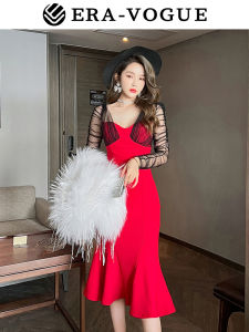 ZY.HT EraVogue Váy nữ Váy đỏ Váy đuôi cá Váy bó sát Váy cưới Váy cưới Váy cưới Váy công sở Váy gợi cảm Váy Hàn Quốc Váy dạ hội 10007