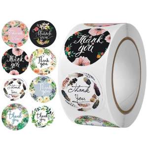 500 Pcs/Roll Thank You Sticker for Order for Purchase or Thank You for Support Business/ Various Occasion/ Baking/ Seal Stationery Sticker