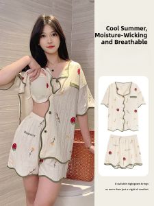 MiiOW | Catwoman Summer Ice Silk Sleepwear Womens Style 2025 New Soft Breathable Cute Home Clothes With Chest Pad Young Girls Leisure Polyester Fiber