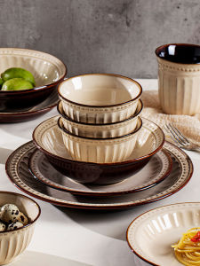 YICHEN | French Retro Style Dinnerware Set Creative Bowls and Plates