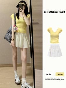 YUEZHONGWEI | Dopamine Tea Style Relaxed Summer Clothing Set
