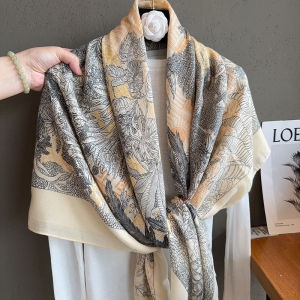 Khăn Choàng Lụa Cotton Pha Lanh Đa Năng Màu Vàng Rainforest Cho Nữ 130cm Khăn Quàng Cổ Du Lịch Chụp Ảnh Chống Nắng Phòng Điều Hòa Không Khí Khăn Choàng