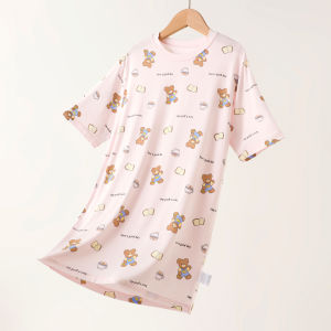 Girls Summer Cartoon Modal Sleepwear Casual Home Clothes A-Class Baby Princess Nightgown Comfortable Breathable Moisture-Wicking