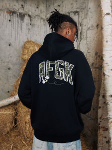 Afgk24fw Little Bee Embroider Spring & Fall Hooded Sweatshirt Chinese Fad Men and Women American Street Couple Cardigan Outwear