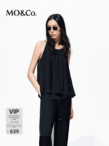MO&Co. | Neck-Hanging Round-Neck Batwing A-Line Loose Black Top