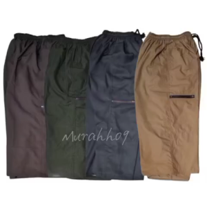Celana Pendek Pria Jumbo Kargo Polos Kolor Santai Cowok Saku Kantong Cargo
