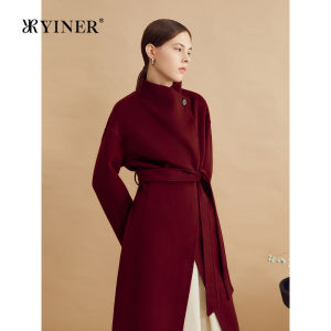 YINER | French Convertible Collar Wool Blend Double-faced Coat