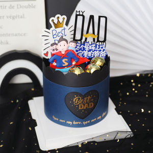 Father's Day Baking Cake Topper Ornaments Surrounding Border Polymer Clay Superman Father Birthday Party Dessert Card Insert
