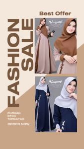 Hanumi Dress Moscrep: Gamis Wanita Berkualitas & Banyak Size