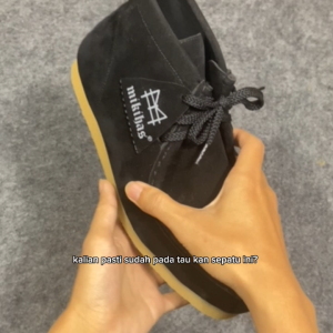 Mikihas - Sepatu Sneakers Pria Casual Kulit Suede Hitam Wallabee - Rhetops High