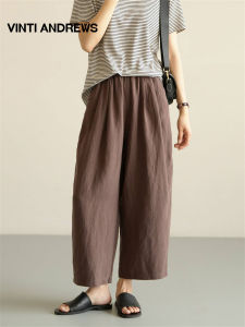 Linen Light Thin Loose Workwear Wide Leg Cropped Pants
