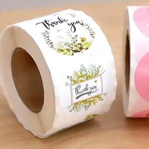 STICKER TERIMA KASIH (MODEL RANDOM D) 1 ROL ISI 500 PCS TINGGAL KUPAS DAN TEMPEL