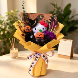Sanrio | Genuine Sanrio Characters Hellokitty With Artificial Flowers Creative Handmade Bouquets Gifts For Christmas Halloween