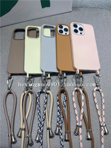 Adjustable Pure Color Phone Case with Lanyard for Apple iPhone 17 pro Max 15 13 XR XS Max 12 pro 8 plus Anti-Fall Simple Design